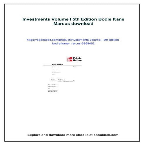 Investments Volume I 5th Edition Bodie Kane Marcus | PDF