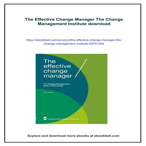 The Effective Change Manager The Change Management Institute