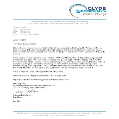 Recommendation_Mike Sellinger