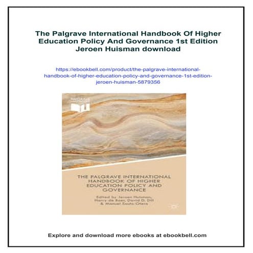 The Palgrave International Handbook Of Higher Education Policy And ...
