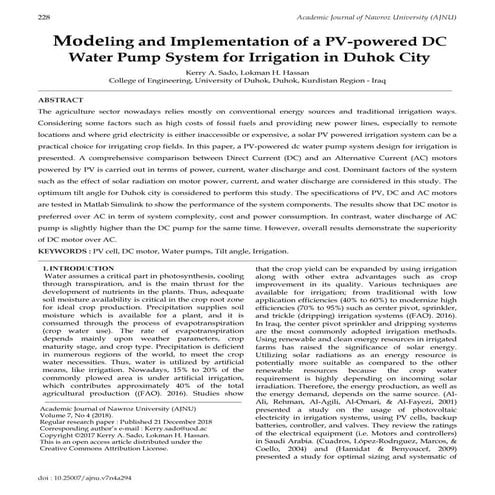 DESIGN AND FABRICATION OF SOLAR POWERED WATER PUMPING SYSTEM WITH AUTO ...
