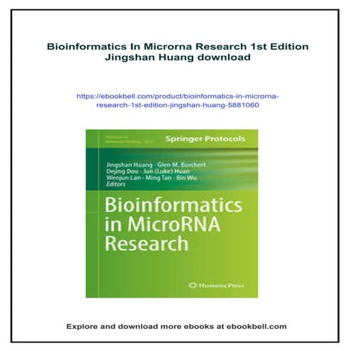 Bioinformatics In Microrna Research 1st Edition Jingshan Huang