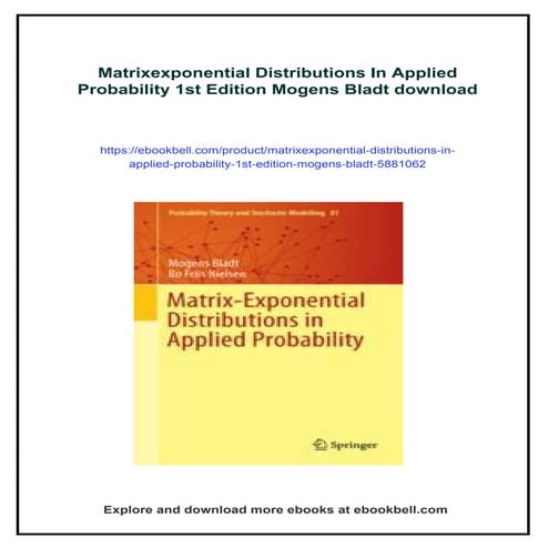 Matrixexponential Distributions In Applied Probability 1st Edition Mogens Bladt