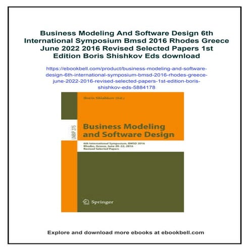 Business Modeling And Software Design 6th International Symposium Bmsd 2016 R...