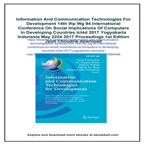Information And Communication Technologies For Development 14th Ifip Wg 94 In...