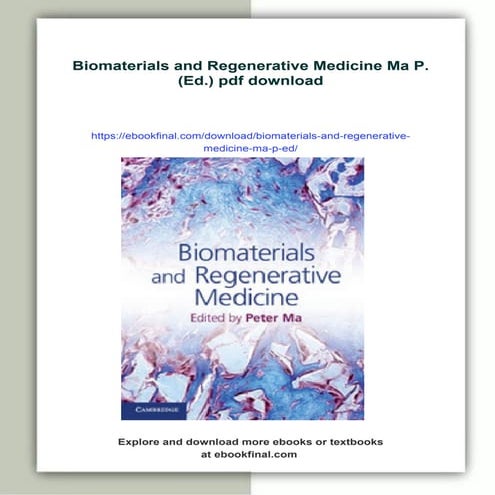 Biomaterials and Regenerative Medicine Ma P. (Ed.)