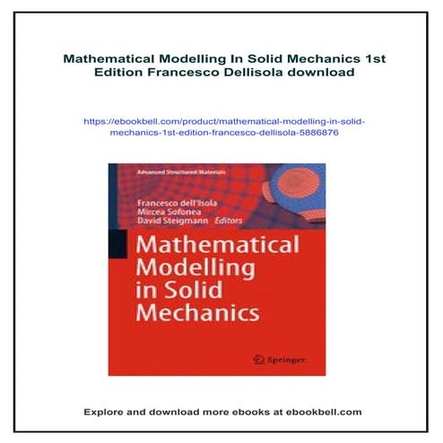 Mathematical Modelling In Solid Mechanics 1st Edition Francesco ...