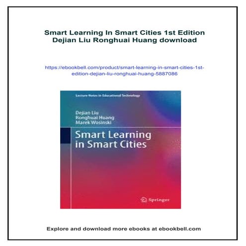 Smart Learning In Smart Cities 1st Edition Dejian Liu Ronghuai Huang | PDF