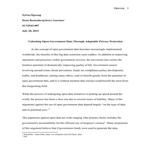 Open Government Data & Privacy Protection