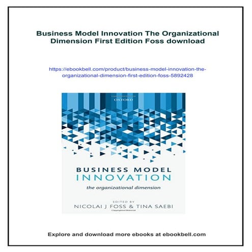 Business Model Innovation The Organizational Dimension First Edition ...