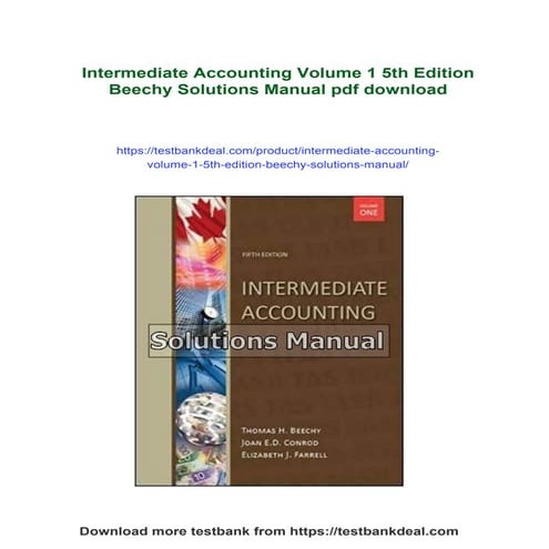 Intermediate Accounting Volume 1 5th Edition Beechy Solutions Manual