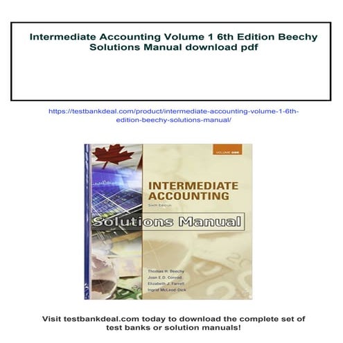 Intermediate Accounting Volume 1 6th Edition Beechy Solutions Manual
