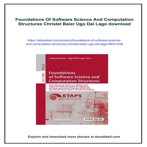 Foundations Of Software Science And Computation Structures Christel Baier Ugo...