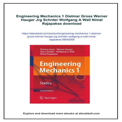 Engineering Mechanics 1 Dietmar Gross Werner Hauger Jrg Schrder Wolfgang A Wa...