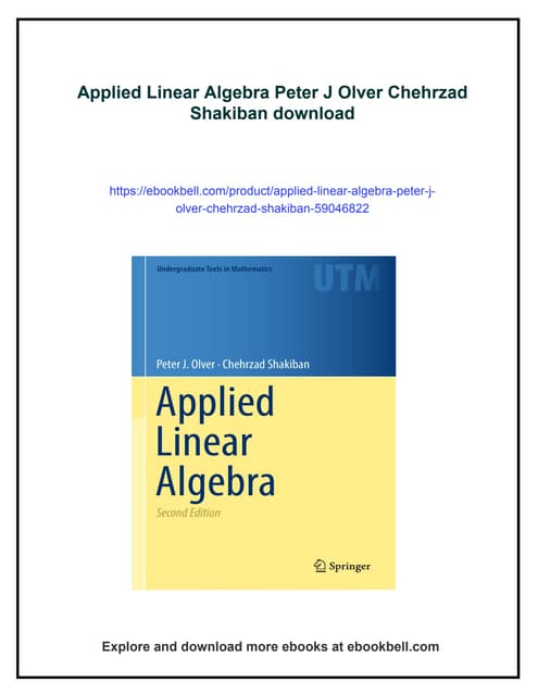 Applied Linear Algebra Peter J Olver Chehrzad Shakiban