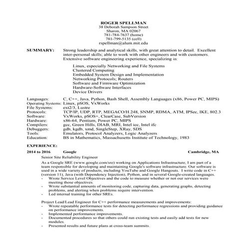 Spellman Resume