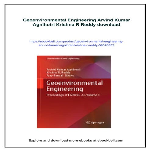 Geoenvironmental Engineering Arvind Kumar Agnihotri Krishna R Reddy | PDF