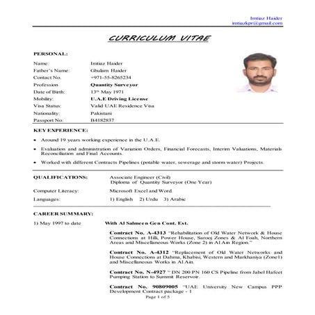 CV Imtiaz Haider