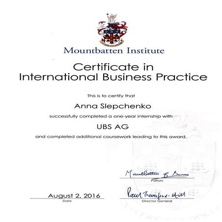 Mountbatten Certificate