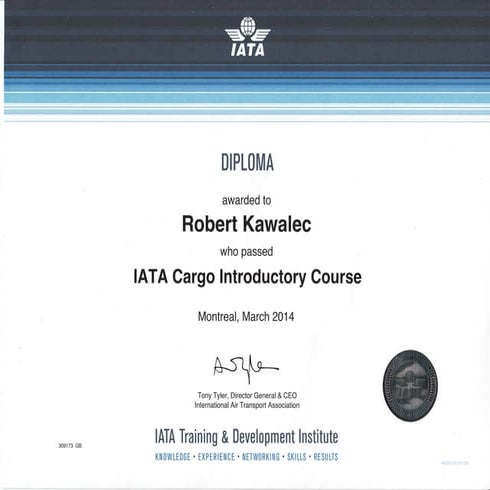 RK-IATA Air Cargo Certificate.