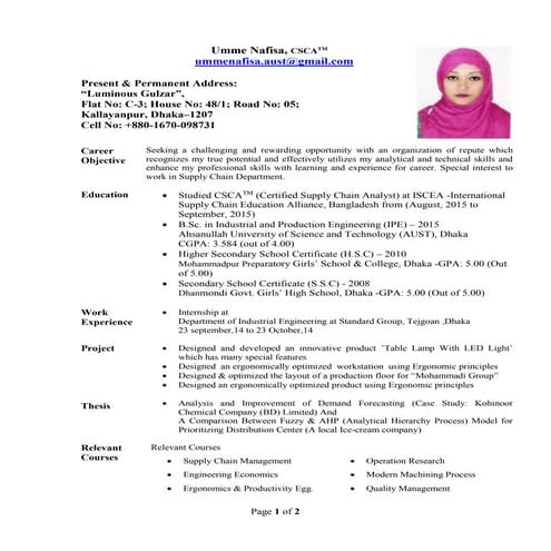 Resume For Job 