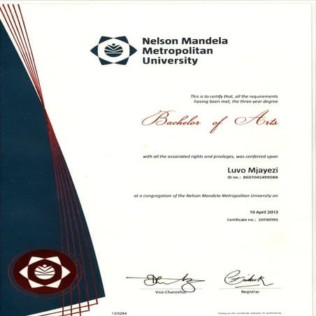 NMMU Certificate