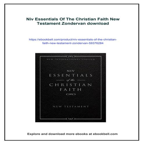 Niv Essentials Of The Christian Faith New Testament Zondervan | PDF