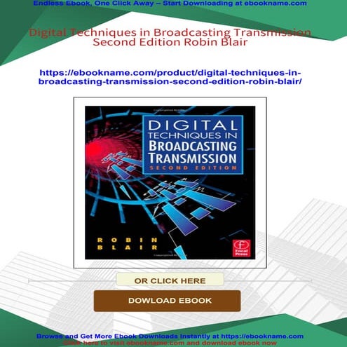 Digital Techniques in Broadcasting Transmission Second Edition Robin Blair