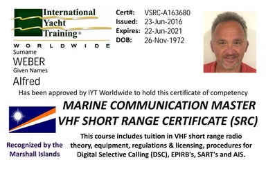 MARINE COMMUNICATION MASTER VHF SHORT RANGE CERTIFICATE (SRC)
