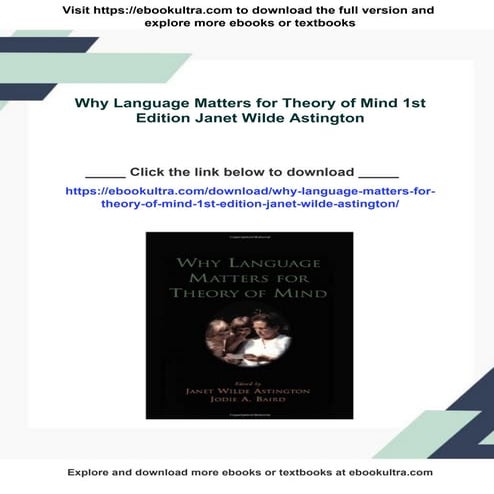 Why Language Matters for Theory of Mind 1st Edition Janet Wilde ...