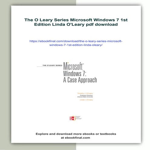 The O Leary Series Microsoft Windows 7 1st Edition Linda O'Leary