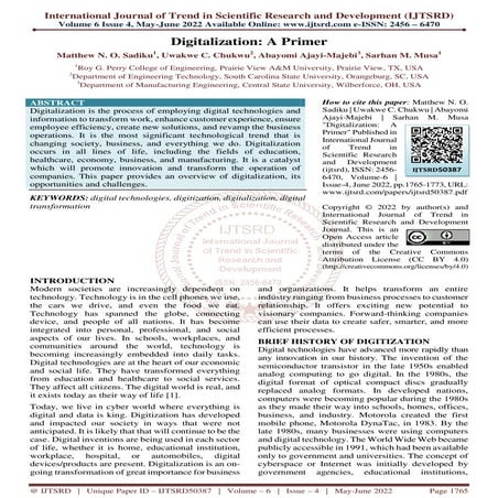 Digitalization A Primer