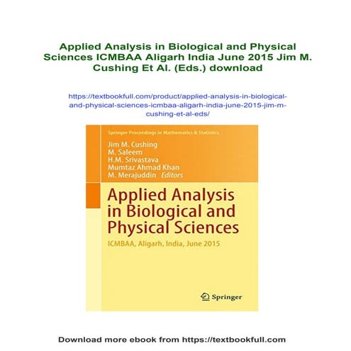 Applied Analysis in Biological and Physical Sciences ICMBAA Aligarh India Jun...