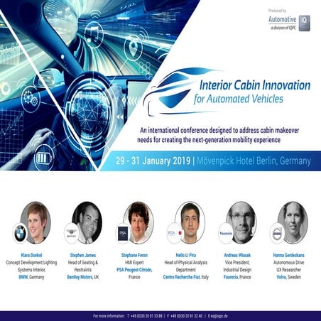Agenda: Interior Cabin Innovation for Automated Vehicles 2019
