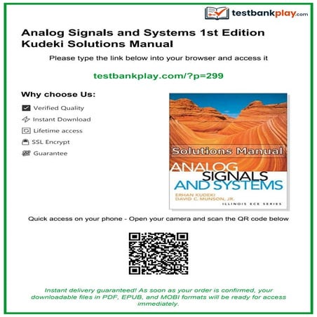 Analog Signals and Systems 1st Edition Kudeki Solutions Manual | PDF