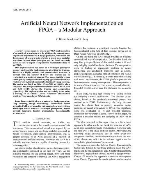 Artificial Neural Network Implementation on FPGA – a Modular Approach