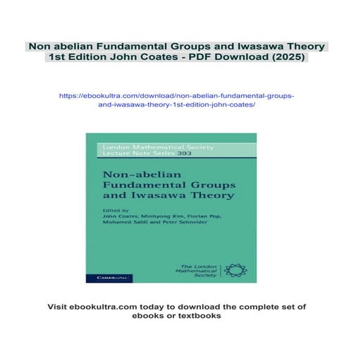 Non abelian Fundamental Groups and Iwasawa Theory 1st Edition John ...