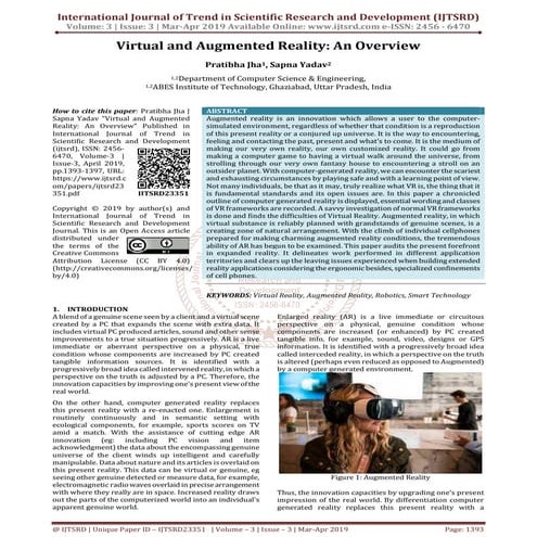 Virtual and Augmented Reality An Overview