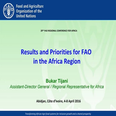 Results and Priorities for FAO in the African Region