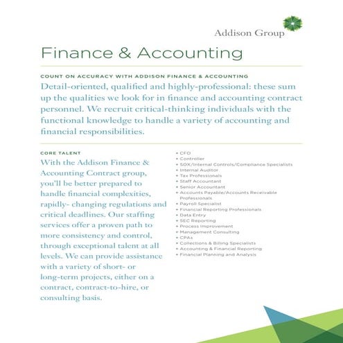 Addison- Finance Accounting
