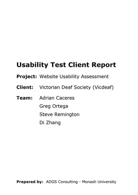 Web Site Usability Test - Client Report - Victorian Deaf Society (Ver 1....