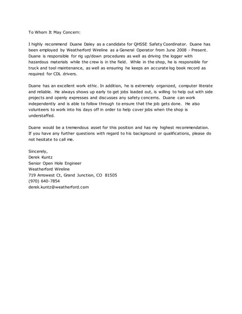 MasTec Reference Letter | DOCX