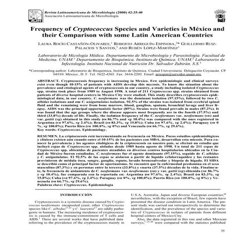 frequency of cryptococcus species and varieties in méxico