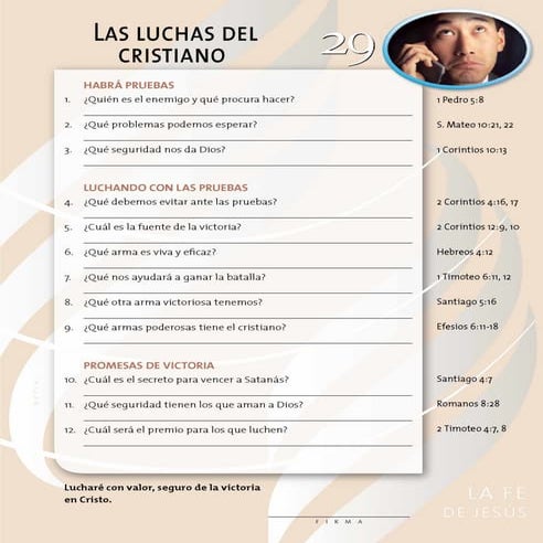 29/31 – LAS LUCHAS DEL CRISTIANO – CURSO BÍBLICO LA FE DE JESÚS | PDF