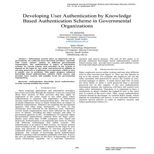  Developing User Authentication by Knowledge Based Authentication Scheme in G...