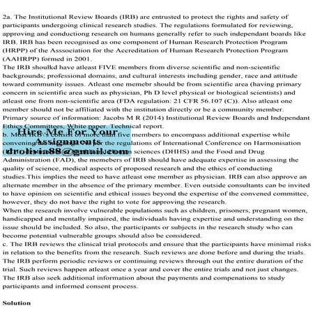2a. The Institutional Review Boards (IRB) are entrusted to protect t.pdf