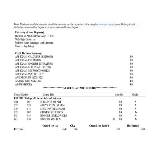 unofficial transcript | PPT