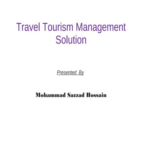 Travel and Tourism Managment Solution