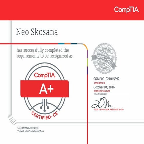 CompTIA Security+ ce certificate | PDF