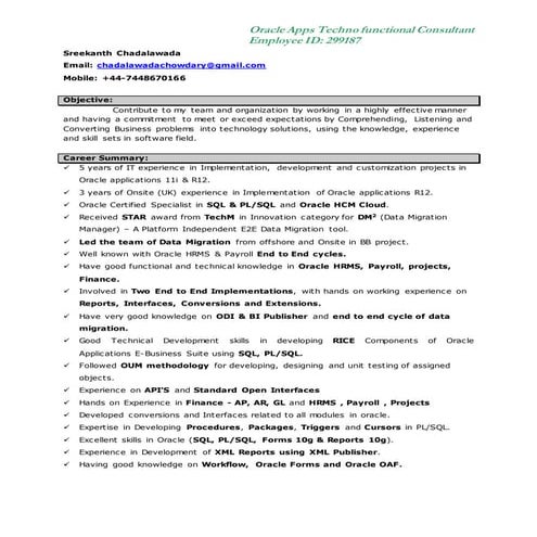 Sreekanth Chadalawada CV